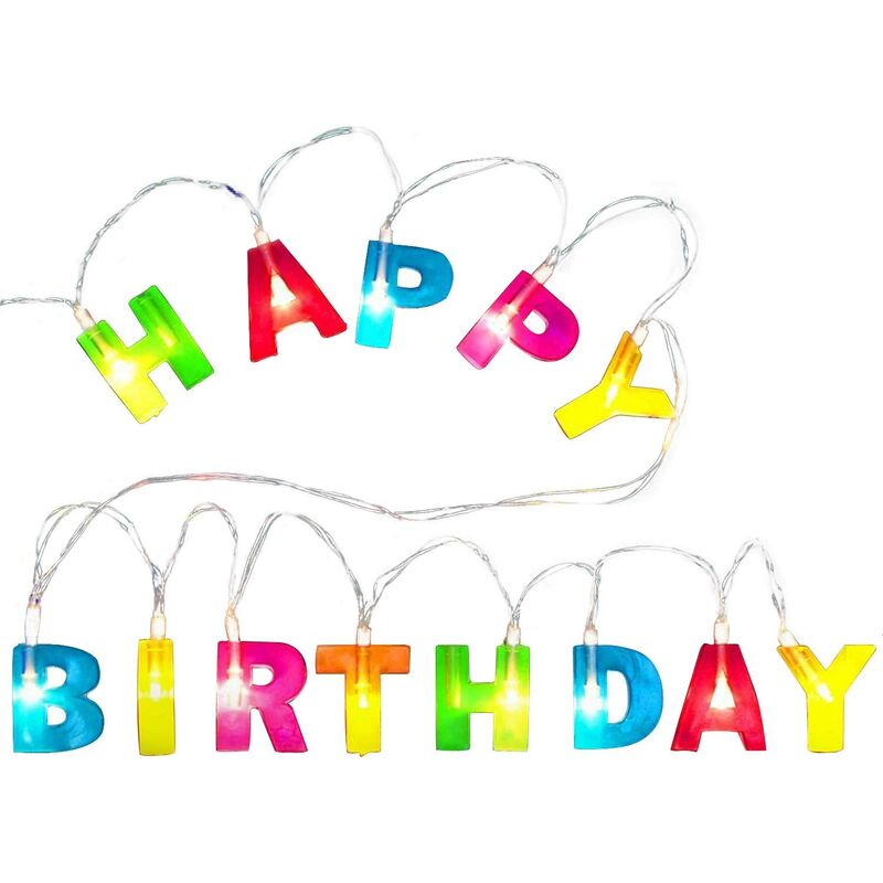 

Novedad Cuadrado 'Happy Birthday LED String Lights, Multicolor Light Up Letter Decoraciones colgantes para fiesta de cumpleaños