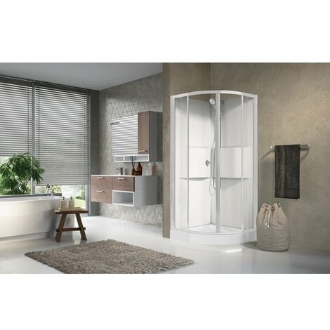 Novellini – Cabine de douche quart de rond 900 x 900 mm – Portes coulissantes – Design moderne pour salle de bain – Sans hydromassage