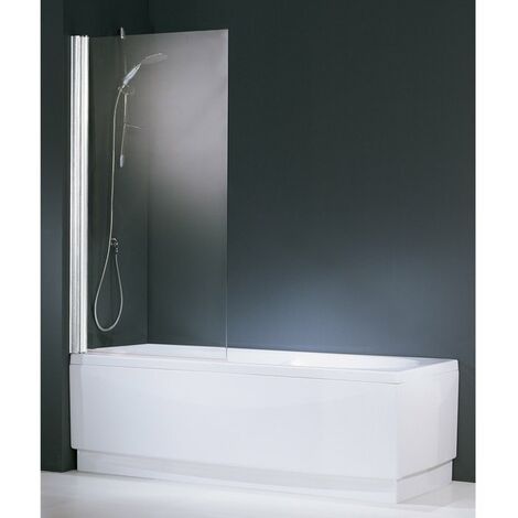 Novellini – Pare-baignoire pivotant en verre transparent 6mm – 150 x 70 cm – Traitement anticalcaire – Profils laqués blancs