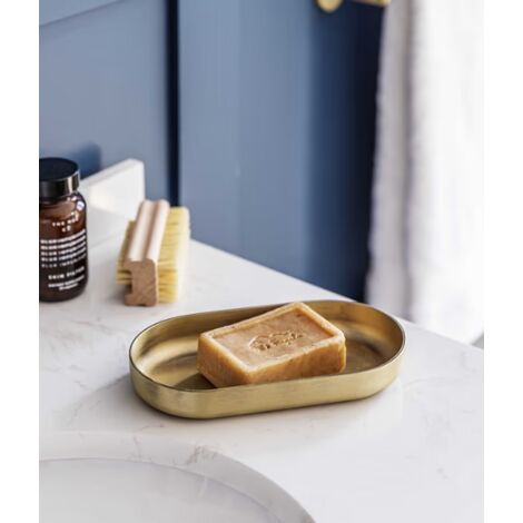 Novello Antique Brass Bathroom Soap Dish Trinket Makeup Brush Jewellery Tray