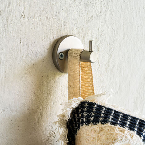 Novello Brushed Nickel Bathroom Door Dressing Gown Robe Towel Wall Hook Metal