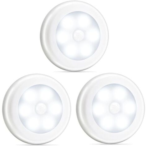 Novelty Place [Super Bright Lampes à détecteur de Mouvement à Del - Alimentation par Batterie, Aimant intégré, Tampon adhésif(en Option)- Veilleuse de Placard de Couloir de Salle de Bain - 3pcs