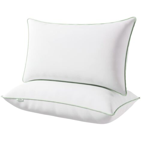 Novilla Cuscino, Cuscino da Letto Matrimoniale/Singole, Dormire su Hotel Qualità, Tessuto OEKO-TEX, Lavabile in Lavatrice, per Dormire Schiena e Laterale, 40x80, Set di 2, Bordo Singolo