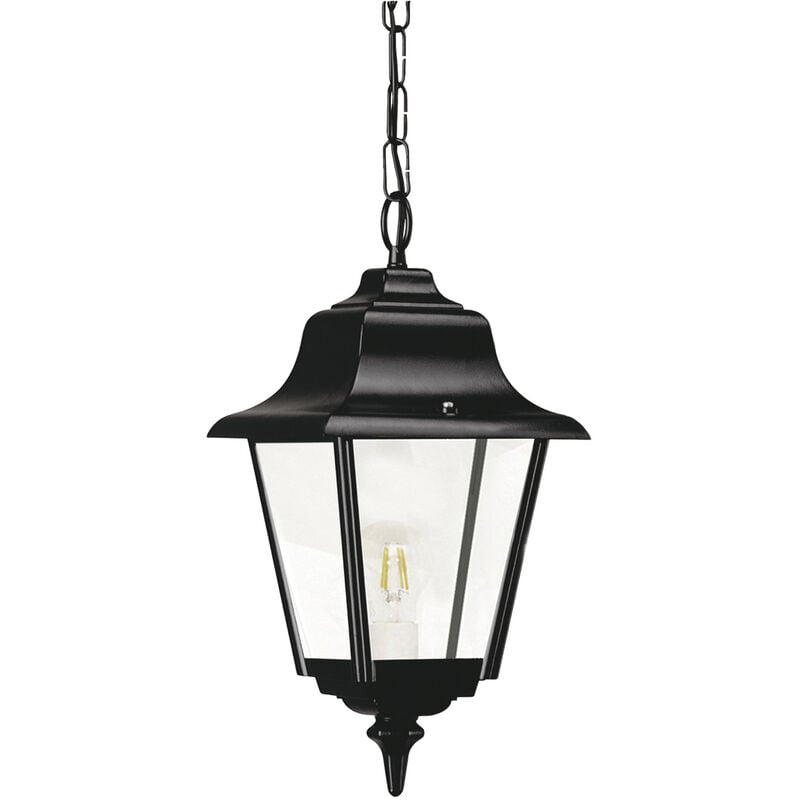 Suspension classique rob IP44 E27 42W Verre transparent Noir