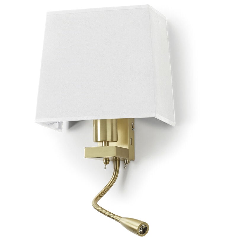 Applique lecteur tilt firenze usb E27 60W+LED smd 3W 240lm CRI80 3000K Or mat