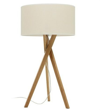 Exo Lighting Lámpara de mesa wood haya e27 interior ip20. pantalla beige incluida. trípode dormitorios novolux 621bg05x1a50 sobremesa