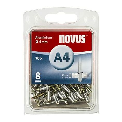 NOVUS 045-0032 BLISTER DE 70 REMACHES CIEGOS ALU 4 X 8 MM ROJO