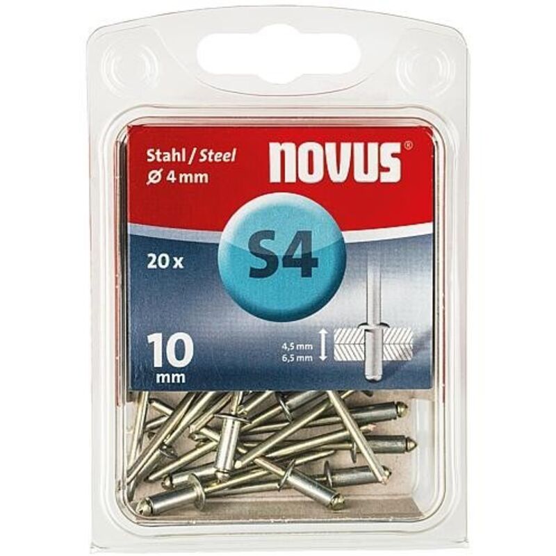 Novus - rivet aveugles acier 4X10MM (20 pces) 045-0036