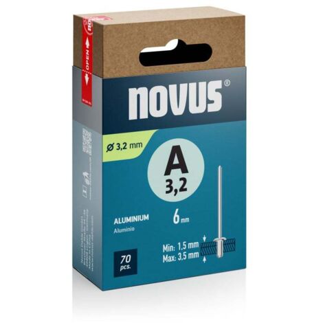 Novus Blindnieten Typ A 3,2 x 6 mm Aluminium 70 Stück Blindnietzange