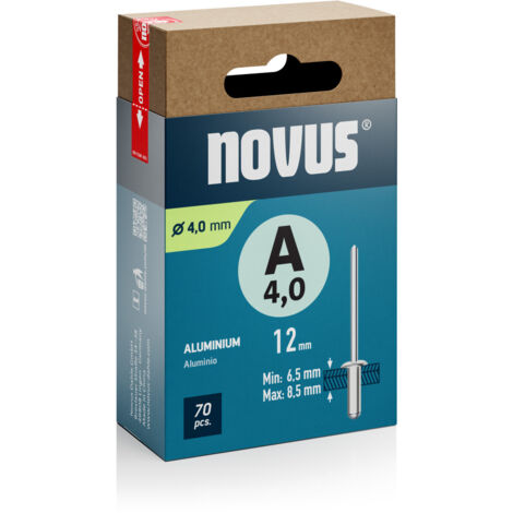 Novus Blindnieten Typ A 4 x 12 mm Aluminium 70 Stück Blindnietzange