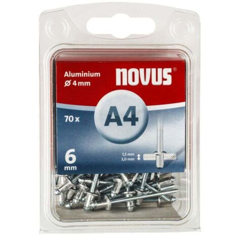 Novus Blindnieten Typ A4/6 Aluminium 70 Stück Blindnieten