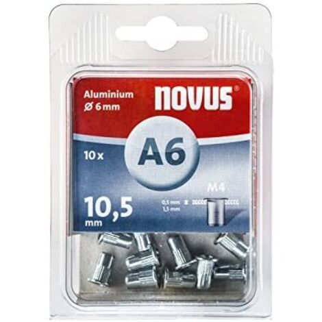Novus Blindnietmutter A6/10,5 M4 Gewinde Alu 10 Stück Blindnieten