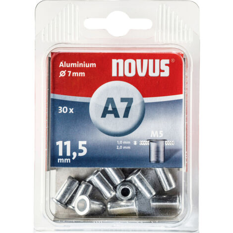 Novus Blindnietmutter A7/11,5 M5 Gewinde Alu 30 Stück Blindmuttern