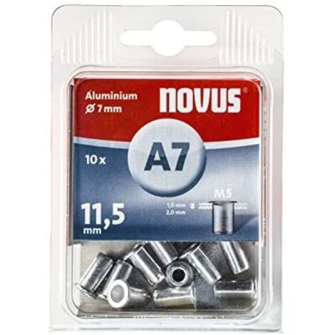Novus Nietmutter Typ A7/11,5 Ø 7 mm Aluminium 10 Stück Blindnieten