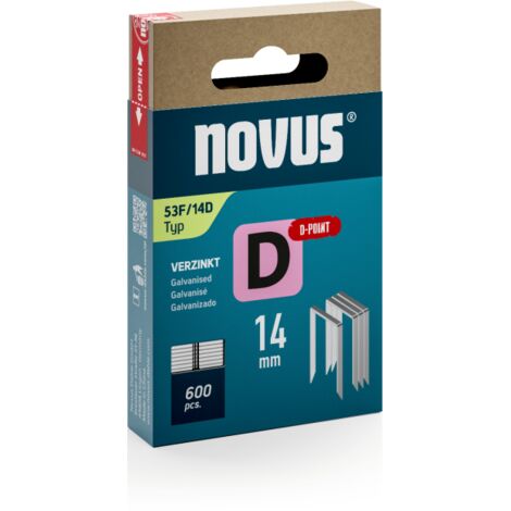 Novus Tackerklammer Typ 53 F D-Point Sägeschnitt 14 mm 600 Stück Flachdrahtklammern Tackerklammer