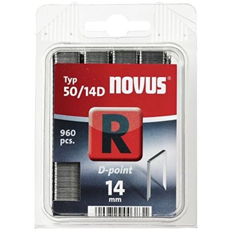 Novus Tackerklammer Typ R 50 14 mm D-Point Sägespitze 960 Stück Flachdrahtklammer Tackerklammern & Nägel