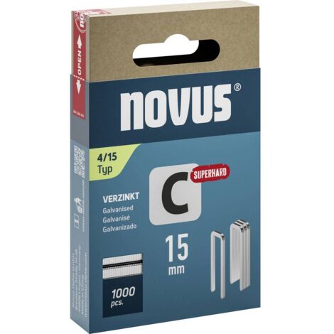Novus Tools 042-0801 Graffette a dorso stretto tipo 4 1000 pz. Dimensioni (L x L) 15 mm x 6.1 mm