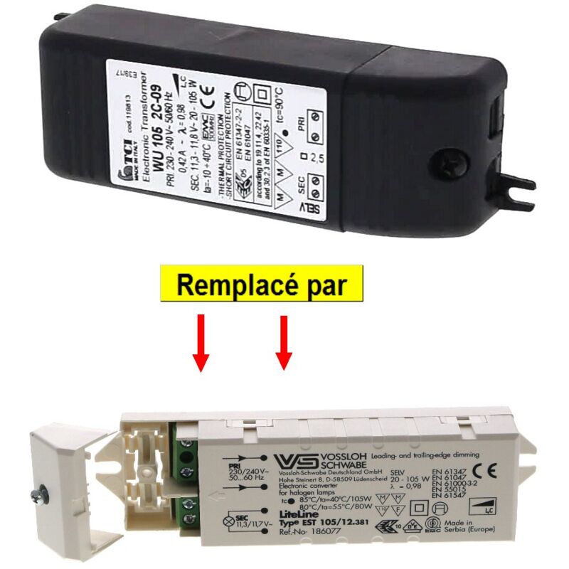 Novy - transformateur Hotte 11.3V-11.8V WU105 2C-09 est 105/12.381
