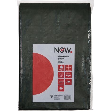 NOW Gewebeplane Breite 4000 x Länge 5000 mm mit Aluminiumösen olivgrün