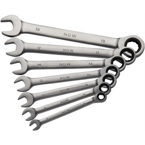 NOW Knarrenringmaulschlüsselsatz 7-teilig Schlüsselweiten 8-19 mm - JX-700G / 4000802070