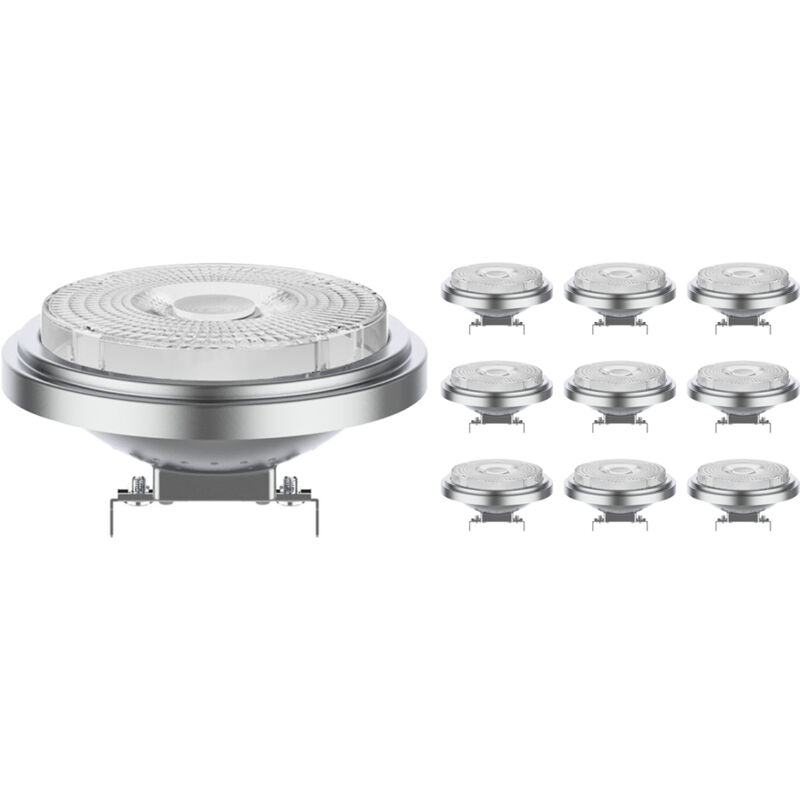 Lot 10x Noxion Lucent Spot led G53 AR111 7.4W 450lm 40D - 930 Blanc Chaud | Meilleur rendu des couleurs - Dimmable - Équivalent 50W - 3000K - Blanc