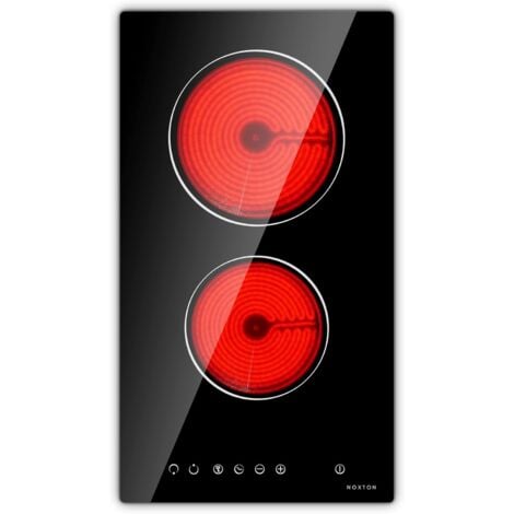 Noxton Piano Cottura 2 Fuochi, Piani Cottura 52cm in Vetroceramica Cucina, Fornello Elettrico 2 Piastre per Maggior Pentola, Piastra Elettrica con Toccare, Timer e Serratura di Sicurezza