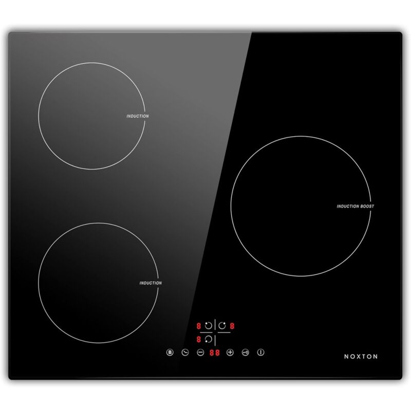 Plaque à Induction Encastrable, Plaque à Induction 3 Feux, 9 Niveaux de Puissance Avec Commandes Tactiles à Capteur, Verrouillage de sécurité pour