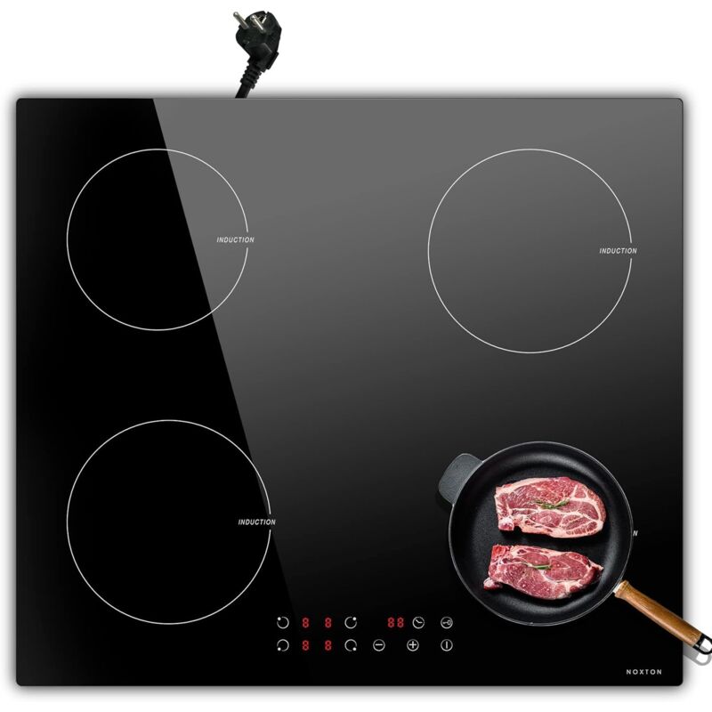 Plaque Induction 4 Feux Encastrable, Plaque Electrique avec vde Fiche, Table de Cuisson Induction avec Commande Tactile, Sécurité Enfant, Minuterie,