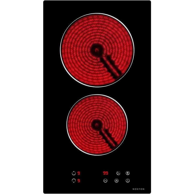 Noxton - Table de Cuisson 2 foyers en Céramique Built-in 30cm de Cuisson électrique Plaque de Cuisson en Verre Noir Avec le Contrôle Tactile Senior