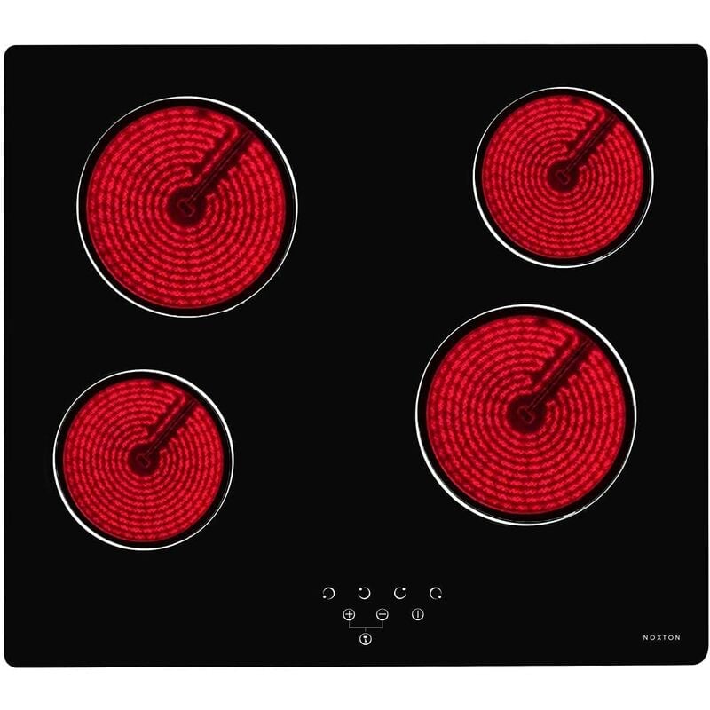 Table de Cuisson 4 foyers en Céramique, Built-in 60cm de Cuisson électrique Plaque de Cuisson en Verre Noir Avec le Contrôle Tactile Senior de