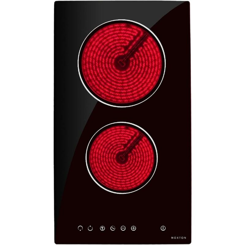 Noxton - Vitrocéramique Table de Cuisson, 2 Foyers Built-in 30cm de Cuisson électrique Plaque de Cuisson en Verre Noir avec Le Contrôle Tactile