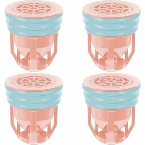Noyau de Siphon de Sol, Grille Douche Anti Cheveux Siphon,Siphon de Sol PVC, Drain de Plancher avec Passoire Filtre,pour Salle De Bain Jardin,4 PCS,Rose, Ensoleillé