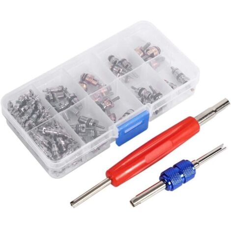 Noyau de valve, Outil de Suppression de Noyau de Valve 102pcs A/C R134a/R12 Kit d'outils de Noyaux de Valve de Pneu de Réfrigération