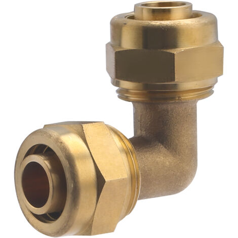 Noyon & Thiebault – Coude égal à compression pour tube PER – Ø 20 mm – Raccord en laiton brut pour circuit eau chaude/froide – Installation sans outil - P20-52320L1