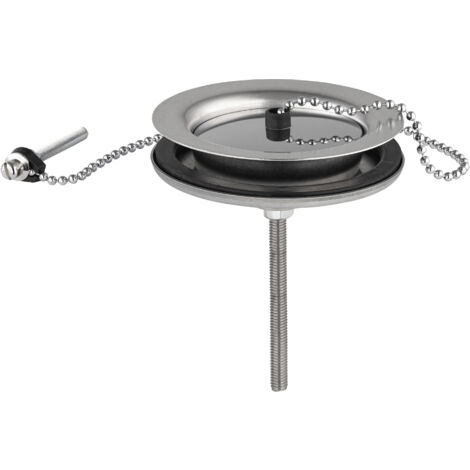Noyon & Thiebault – Kit d'obturation Ø60 mm pour évier en grès à 2 bacs – Bouchon chromé avec chainette – Débit 70 litres/minute
