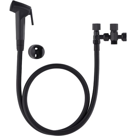 Noyon & Thiebault – Kit hygiène WC standard ABS – Douchette avec manette marche/arrêt – Flexible PVC noir lisse pour nettoyage efficace