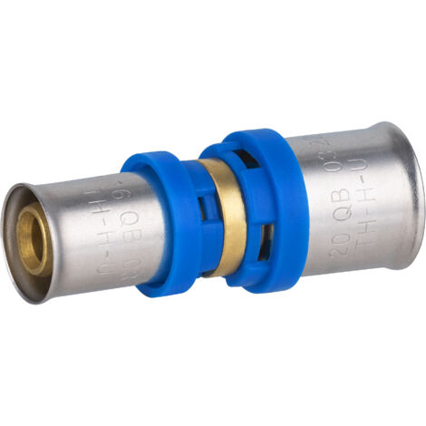 Noyon & Thiebault – Raccord multicouche réduit à sertir Ø20-16 – Laiton avec inserts EPDM – Compatible tubes 20mm et 16mm – Pression 10 bar