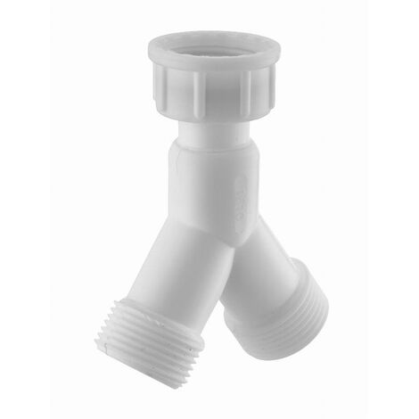 Noyon & Thiebault – Raccord y plastique pour machine à laver – Écrou libre femelle F3/4' (20x27) – 2 sorties mâles M3/4' (20x27) – Installation sans outillage - 1855S-C1