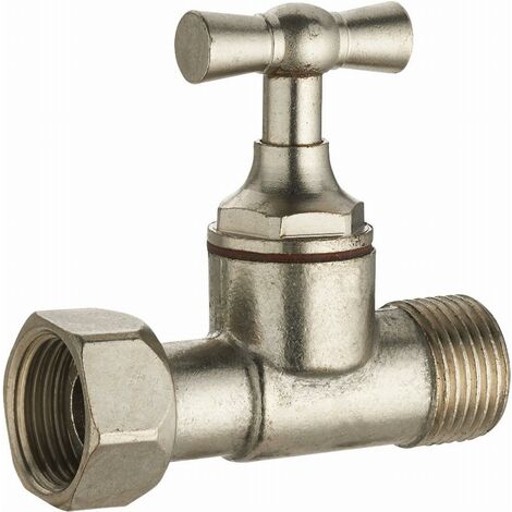 Noyon & Thiebault – Robinet d'arrêt WC droit à clapet mâle femelle écrou libre MF3/8 – Laiton nickelé – Raccordement femelle 3/8 – Installation facile - 328-I12NL1