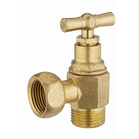 Noyon & Thiebault – Robinet d'arrêt wc équerre à clapet mâle femelle écrou libre 12x17 – Laiton brut pour installation facile – Tête à potence