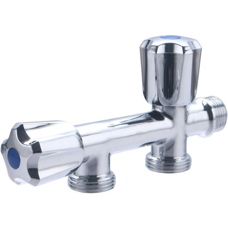 Noyon & Thiebault – Robinet double droit pour machine à laver – Raccordement 2 appareils – Alimentation G1/2 – Sorties G3/4 – Flexibilité d'utilisation