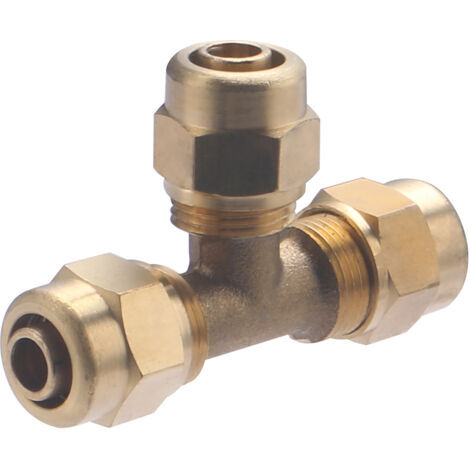 Noyon & Thiebault – Té égal à compression pour tube PER – Ø 12 mm – Fixation par compression – Pression maximale 10 bar – Alimentation sanitaire et chauffage - P12-50012L1