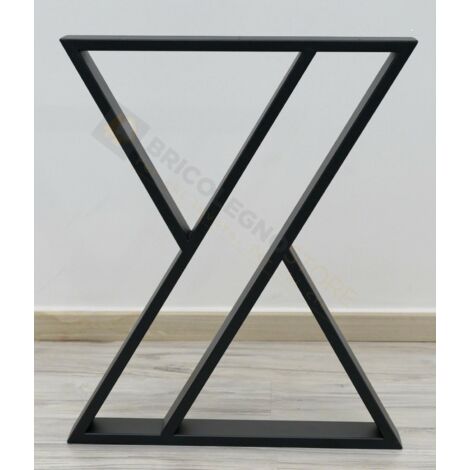 Nr 2 gambe tavolo in ferro modello zeta style cm h 72 x l 60 grezza o verniciata finitura disponibile: nera ral 9005