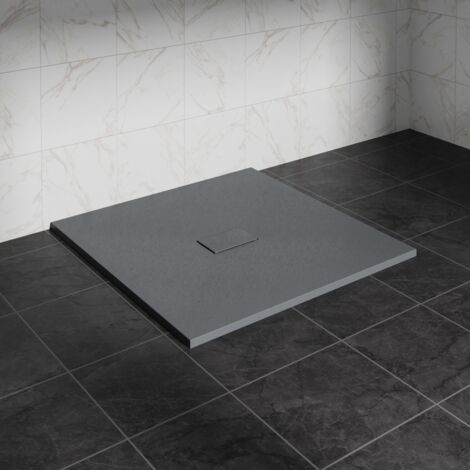 NRG 1000 x 1000mm SMC Anthracite Square Slate Effect Bathroom Shower Tray