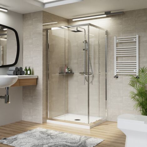 NRG 1000 x 800mm Chrome Rectangular Shower Enclosure with Sliding Doors Bathroom Cubicle