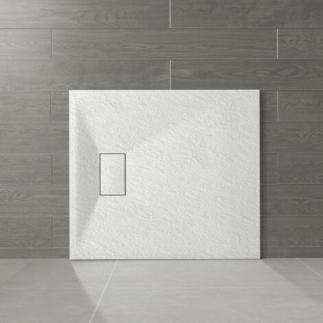 NRG 1100 x 800mm White SMC  Rectangle Slate Effect Bathroom Shower Enclosure Tray