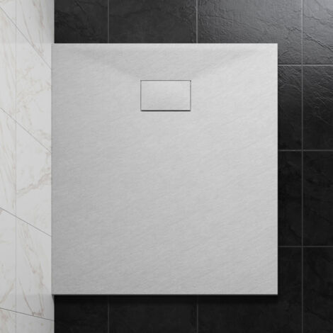 NRG 1100 x 900mm SMC White Rectangle Slate Effect Bathroom Shower Tray