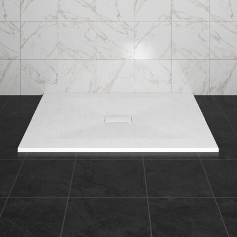 NRG 1200 x 1000mm SMC White Rectangle Slate Effect Bathroom Shower Tray