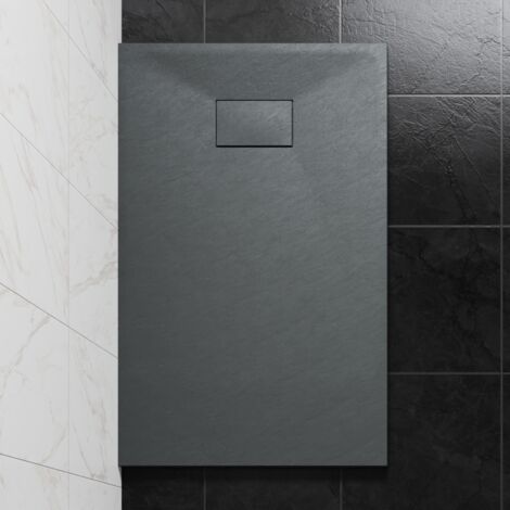 NRG 1200 x 700mm SMC Anthracite Rectangle Slate Effect Bathroom Shower Tray