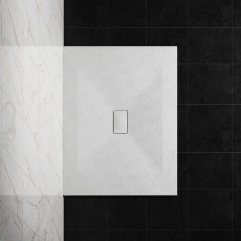 NRG 1300 x 1000mm SMC White Rectangle Slate Effect Bathroom Shower Tray